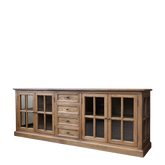 Marseille Vitrine m. 4 låger og 4 skuffer 80x220x45 cm cm natur